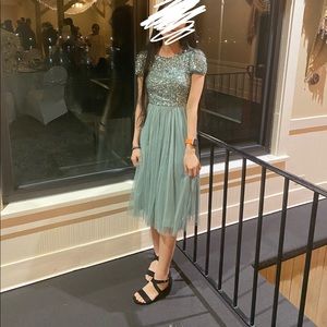 Maya Petite embellished top midi dress in dusty sage